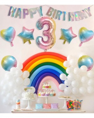 Balloons 40 Inches Large Rainbow Gradient Numbers 0-9 Foil Balloons and Iridescent HAPPY BIRTHDAY Banner Kits for Girls and B...