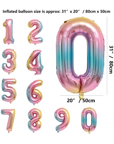 Balloons 40 Inches Large Rainbow Gradient Numbers 0-9 Foil Balloons and Iridescent HAPPY BIRTHDAY Banner Kits for Girls and B...