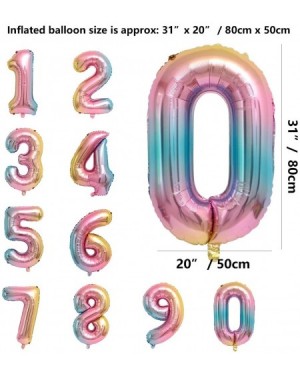 Balloons 40 Inches Large Rainbow Gradient Numbers 0-9 Foil Balloons and Iridescent HAPPY BIRTHDAY Banner Kits for Girls and B...