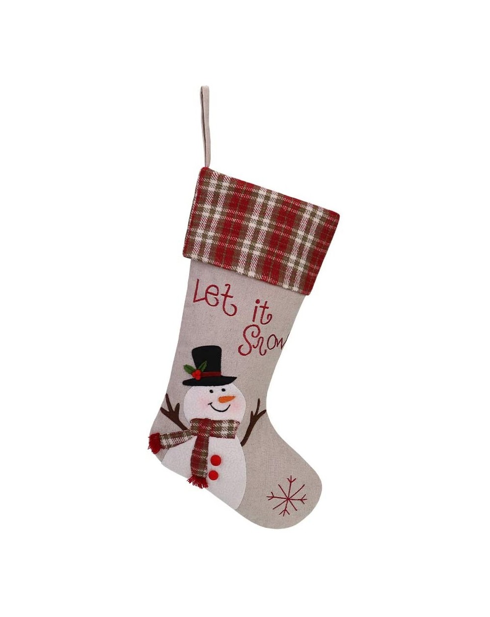 Stockings & Holders Christmas Velvet Stocking Home Decorations Gifts- Snowman Pattern Xmas Present Socks Plush Faux Fur Cuff ...