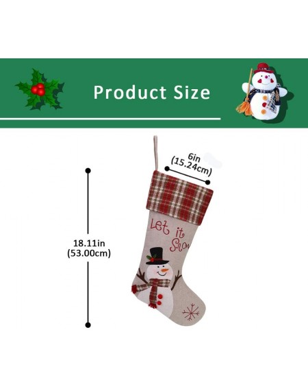 Stockings & Holders Christmas Velvet Stocking Home Decorations Gifts- Snowman Pattern Xmas Present Socks Plush Faux Fur Cuff ...