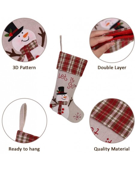 Stockings & Holders Christmas Velvet Stocking Home Decorations Gifts- Snowman Pattern Xmas Present Socks Plush Faux Fur Cuff ...