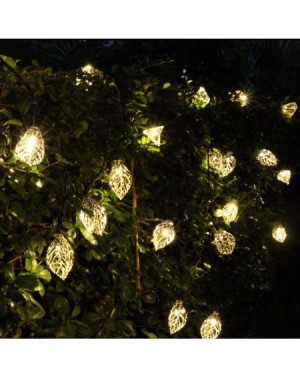 Outdoor String Lights Solar Powered Tree Leaf String Lights- 16 ft/ 4.9m 20 LED Metal Ornament String Lights for Outdoor- Ind...