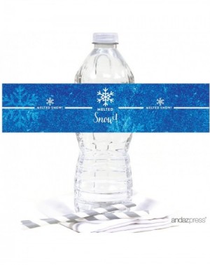 Favors Birthday Water Bottle Labels Stickers- Frozen Snowflake- 20-Pack- for Decor Decorations Dessert Table Wraps - Frozen S...