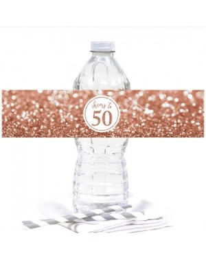 Favors Glitzy Faux Rose Gold Glitter Water Bottle Sticker Labels- Cheers to 50 Years- 50th Birthday or Anniversary- 20-Pack -...