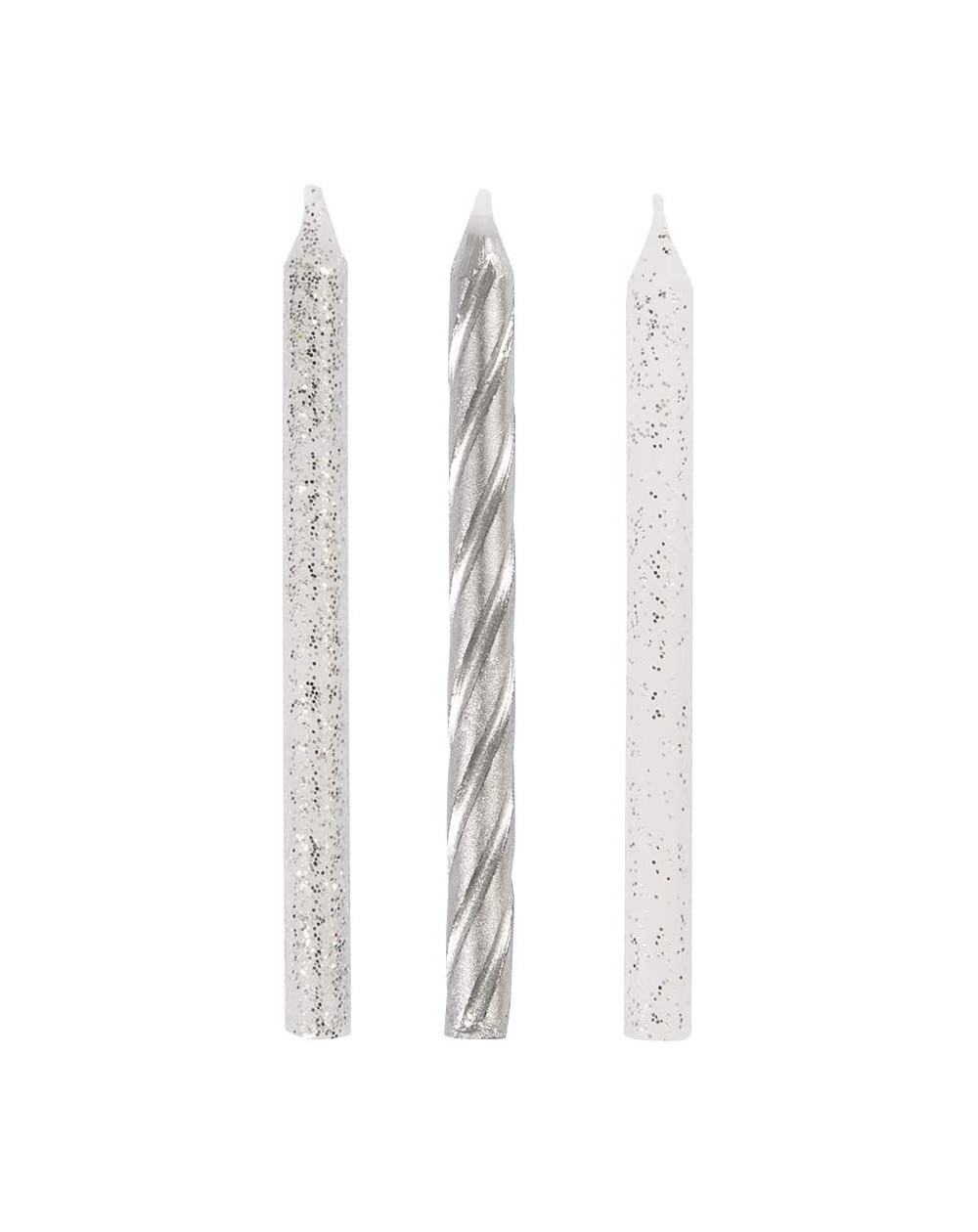 Silver & Glitter Spiral Birthday Party Candles- 24 Ct. - CW18RR8XIH8