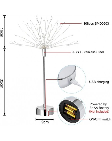 Outdoor String Lights Firework Light with APP Control- 2 Pack 120 LEDs 8 Modes Battery Operated & USB Charging Seated String ...