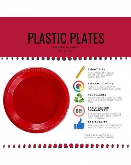 Tableware Plastic Dessert/Salad Plates - Solid Color Disposable Plates - 100 Count (7 Inch- Orange) - Orange - CT185QC8K6X $1...