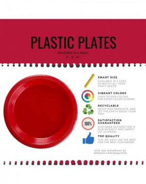 Tableware Plastic Dessert/Salad Plates - Solid Color Disposable Plates - 100 Count (7 Inch- Orange) - Orange - CT185QC8K6X $1...