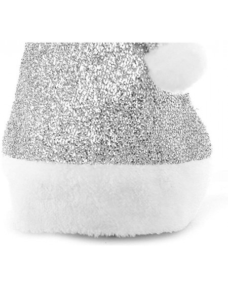 Hats Christmas Santa Sequin Hat Xmas Christmas Costumes Accessories Decoration Hat Party Supplies-Pack of 4 - A- Silver - CG1...