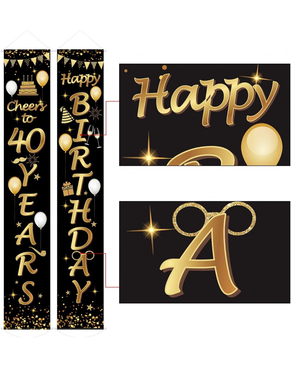 2 Pieces 40th Birthday Party Decorations Cheers To 40 Years Banner 40th 