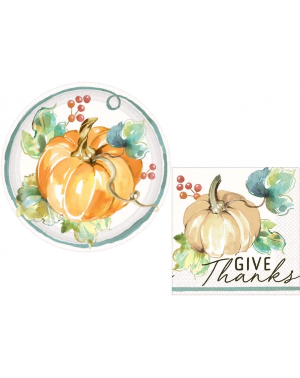 Party Packs Fall Pumpkin Harvest Party Supply Kit Autumn Theme Appetizer/Dessert Bundle Includes Paper Plates & Napkins for 1...