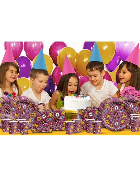 Party Packs Girl Emoji Pink Sparkle Birthday Party Supplies Set Plates Napkins Cups Tableware Kit for 16 - CB12JQWUR11 $12.43
