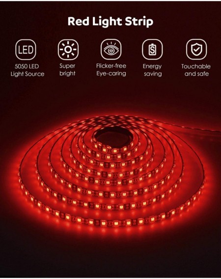 Rope Lights LED Strip Light Red 12V Waterproof IP65 Black PCB 16.4FT 5M 300Leds 5050 SMD LED Flexible Tape Light Red for Livi...