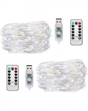 Indoor String Lights 2 Pack 33ft 100 LED Copper Wire String Lights Fairy String Lights 8 Modes LED String Lights USB Powered ...