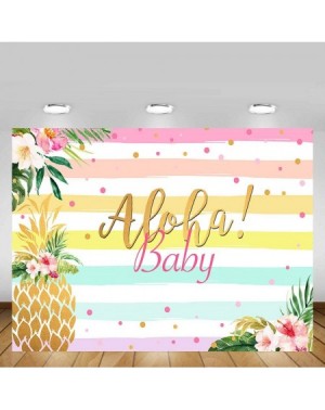 Photobooth Props Aloha Girl Baby Shower Backdrop Confetti Colorful Stripes Summer Tropical Hawaiian Luau Party Beach Seaside ...