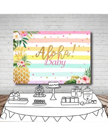 Photobooth Props Aloha Girl Baby Shower Backdrop Confetti Colorful Stripes Summer Tropical Hawaiian Luau Party Beach Seaside ...