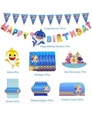 Party Packs Baby Shark Party Supplies Set-159Pcs Shark Themed Birthday Decoration-Big Cake Topper-Cupcake Topper-Baby Shark B...