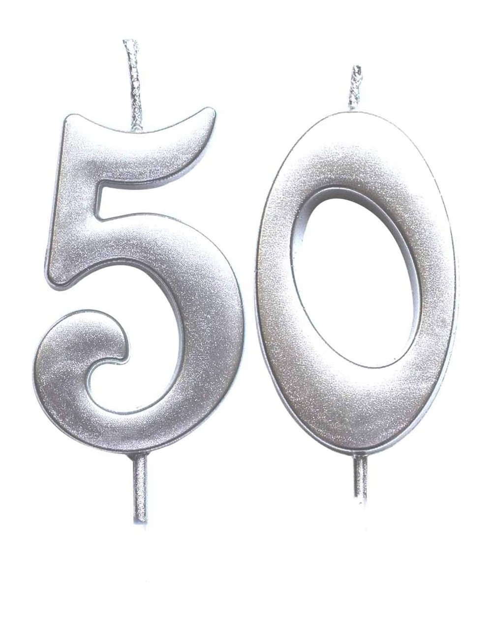 Cake Decorating Supplies Silver 50th Birthday Numeral Candle- Number 50 Cake Topper Candles Party Decoration for Women or Men...