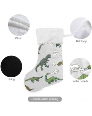 Stockings & Holders 1pc Christmas Stockings- 18 inches Burlap with Large Dinosaurs and Plush Faux Fur Cuff Stockings- for Fam...