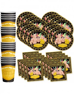 Party Packs Wrestling Birthday Party Supplies Set Plates Napkins Cups Tableware Kit for 16 - CS18E9OH5D5 $16.56