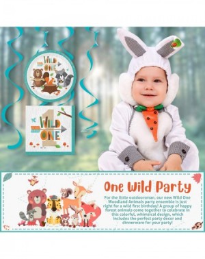 Party Packs Wild One Woodland Animal Partyware Bundle - Luncheon Napkins- Luncheon Plates- Danglers - Baby Shower- Birthday P...