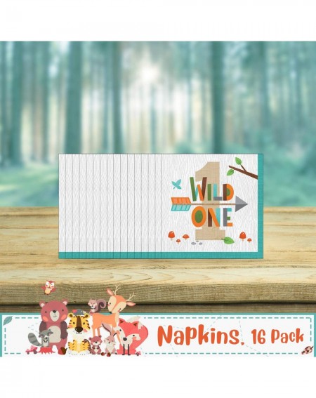 Party Packs Wild One Woodland Animal Partyware Bundle - Luncheon Napkins- Luncheon Plates- Danglers - Baby Shower- Birthday P...