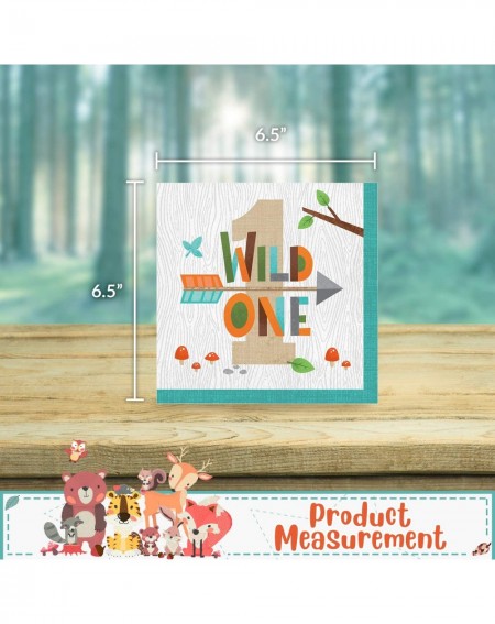 Party Packs Wild One Woodland Animal Partyware Bundle - Luncheon Napkins- Luncheon Plates- Danglers - Baby Shower- Birthday P...