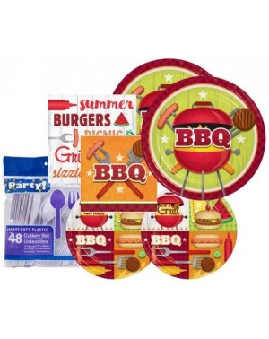 Party Packs BBQ Picnic Party Supplies for 16 Guests Summer Party Plates- Napkins and Silverware 112 pieces For Summer Gatheri...