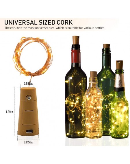 Indoor String Lights Wine Bottle Lights LED Cork Shape Copper Wire Lights Battery Operated Colourful Fairy String Lights for ...