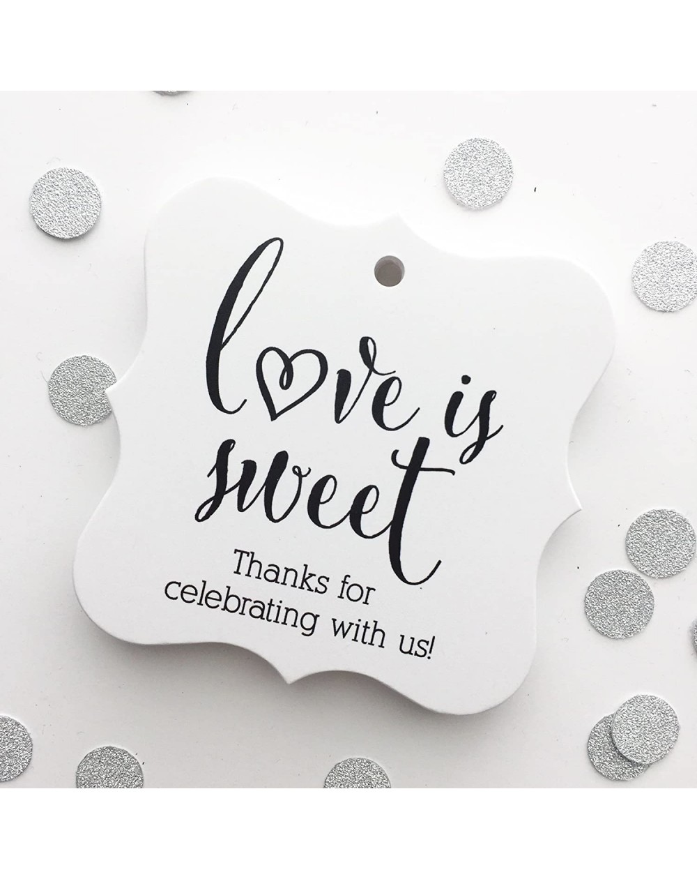 Favors 24 ct Love Is Sweet Wedding Favor Tags (FS-121-WBK) - White with Black - C2182ZQNZ6K $10.79