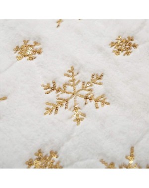 Tree Skirts Christmas Sequin Tree Skirt 48in- White Soft Thick with Golden Snowflakes Decorations for 6FT 7FT 8FT 9FT Xmas Tr...