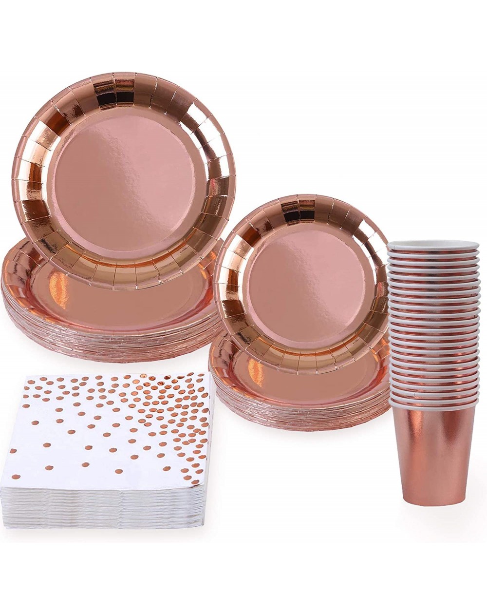 Party Packs Rose Gold Party Supplies (Rose Gold Plates- Cups- Napkins (25 Serves)) - Rose Gold Plates- Cups- Napkins (25 Serv...