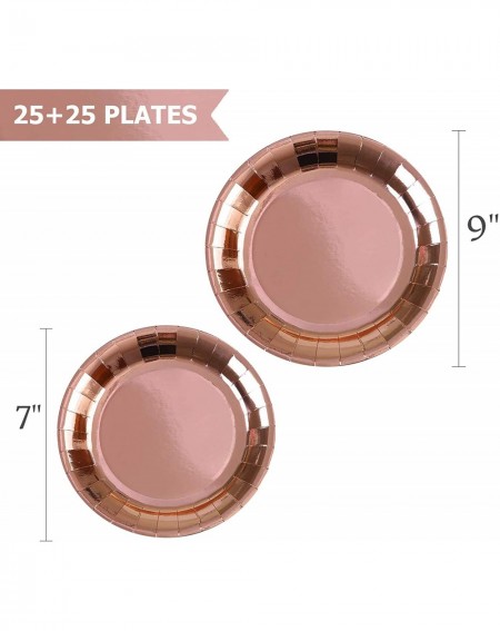 Party Packs Rose Gold Party Supplies (Rose Gold Plates- Cups- Napkins (25 Serves)) - Rose Gold Plates- Cups- Napkins (25 Serv...