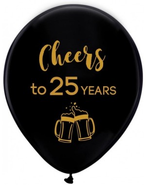 Balloons Black cheers to 25 years latex balloons- 12inch (16pcs) 25th birthday decorations party supplies for man and woman -...