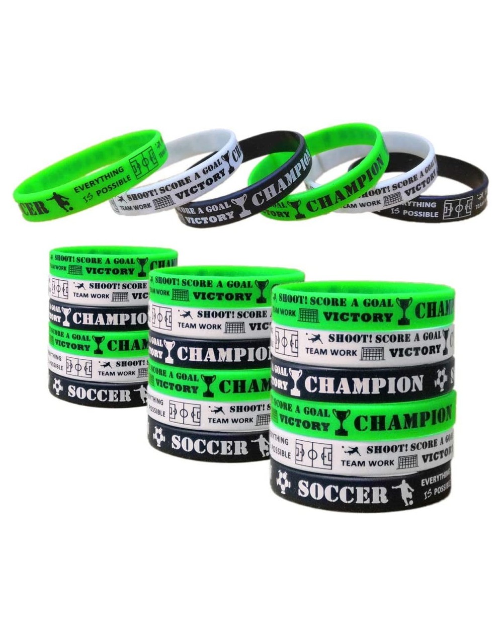 Party Favors 24 PCS Soccer Motivational Silicone Wristband for Kids - Personalized Silicone Rubber Bracelets - Sports Prizes ...