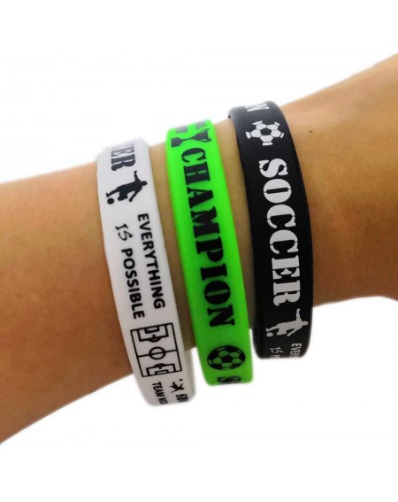 Party Favors 24 PCS Soccer Motivational Silicone Wristband for Kids - Personalized Silicone Rubber Bracelets - Sports Prizes ...