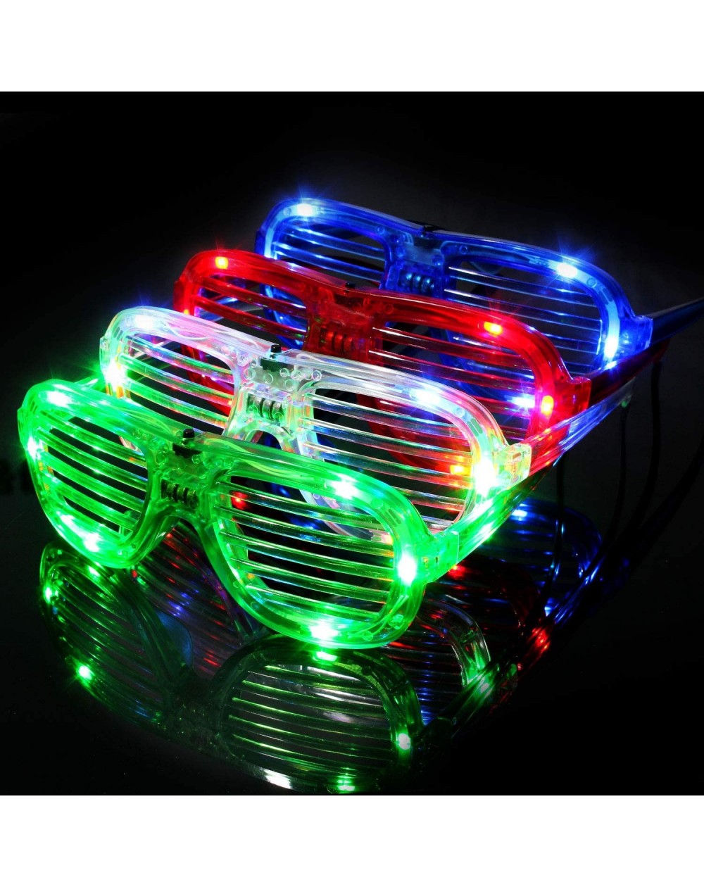 Light Up Glow Glasses 12 Pack Glow In The Dark Led Shutter Shades Sunglasses Party Supplies For 1529