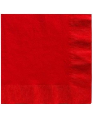 Party Packs Prismatic Red Tableware Kit for 16 Guests- 146 Pieces- Includes Plates- Red Napkins- and Utensils - Red - C118OZA...
