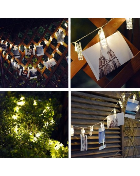 Indoor String Lights 50LED Photo Clips String Lights Holder Timer Function 8 Modes Dimmable with Remote- Fairy Starry Lights ...