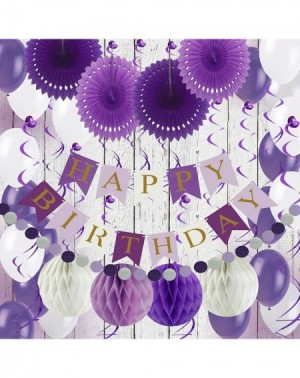 Party Packs Purple and White Birthday Party Decorations Set Pack Supplies Birthday Garland Banner Bunting with 54 Pieces For ...