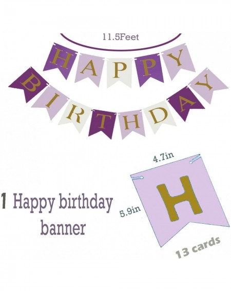 Party Packs Purple and White Birthday Party Decorations Set Pack Supplies Birthday Garland Banner Bunting with 54 Pieces For ...