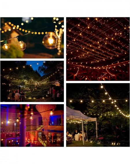 Outdoor String Lights 50 Foot Globe String Lights - Black Wire - 50 G40 Clear Bulbs (+ 2 Free Spares) for Patio Deck Cafe Bis...