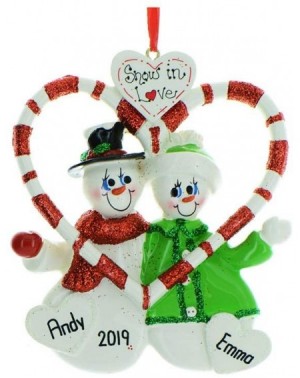 Ornaments Personalized Candy Cane Love Christmas Tree Ornament 2020 - Cute Snowman Couple Winter Hat Our 1st Gift Romantic Fi...
