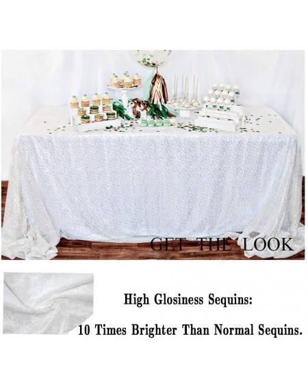 Tablecovers 60inx102in Sequin Tablecloth-Rectanglar-White-for Wedding/Christmas Party Linen (White) - White - C712MZB5XSI $17.35