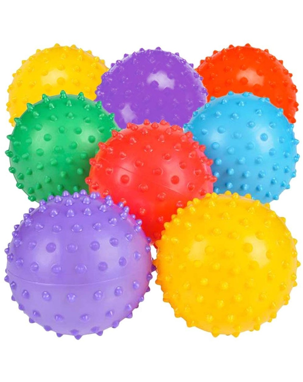 Party Favors Inflated Knobby Balls- Pack of 12- Spiky Sensory Bouncing Balls for Autism- ADHD- ADD- Anxiety Relief- Birthday ...