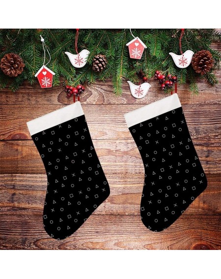 Stockings & Holders Black Gaming Pattern Gamer Design Christmas Stockings Personalized Xmas Stockings Hanging Ornaments Candy...