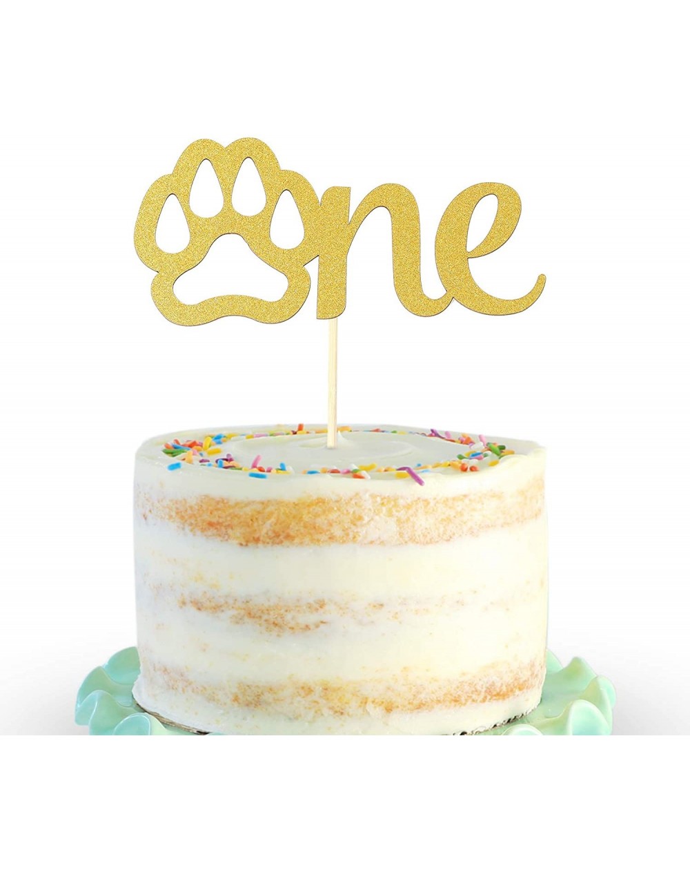 Cake & Cupcake Toppers Gold Paw One Cake Topper - Golden Glitter Cardstock 1st Birthday Cake Smash Party Decoration Supplies ...