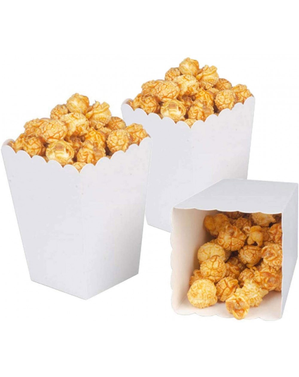 Favors White Popcorn Boxes Mini Paper Popcorn Box Cardboard Popcorn Container for Party- Pack of 24 - White - C318AKLKUYO $12.20