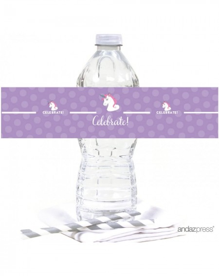 Favors Birthday Water Bottle Labels Stickers- Unicorn- 20-Pack- for Decor Decorations Dessert Table Wraps - Unicorn - C312NG0...